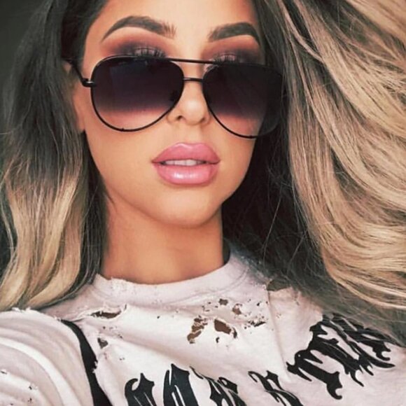 Black Clear Ombre Gradient Aviator Pilot Sunglasses Oversized Retro Shades - Picture 2 of 5
